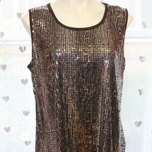 #316 Chico's Travelers Brown Sequined Dressy Tank Size 3 (16)